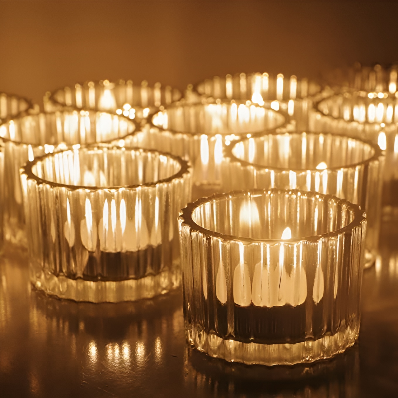 Miorish candles glowing in a cozy space
